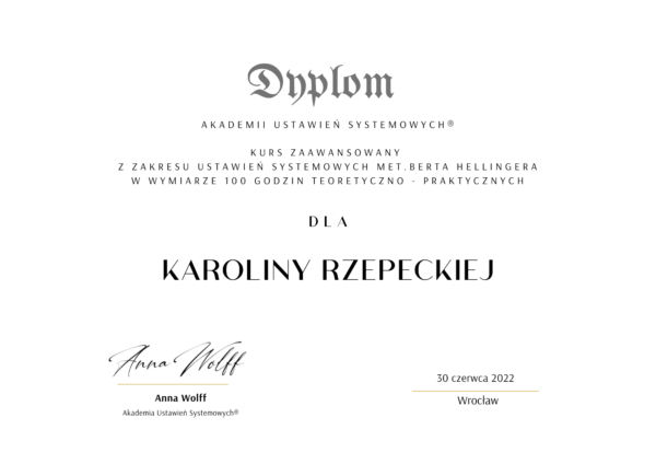 Certyfikat Karolina Rzepecka